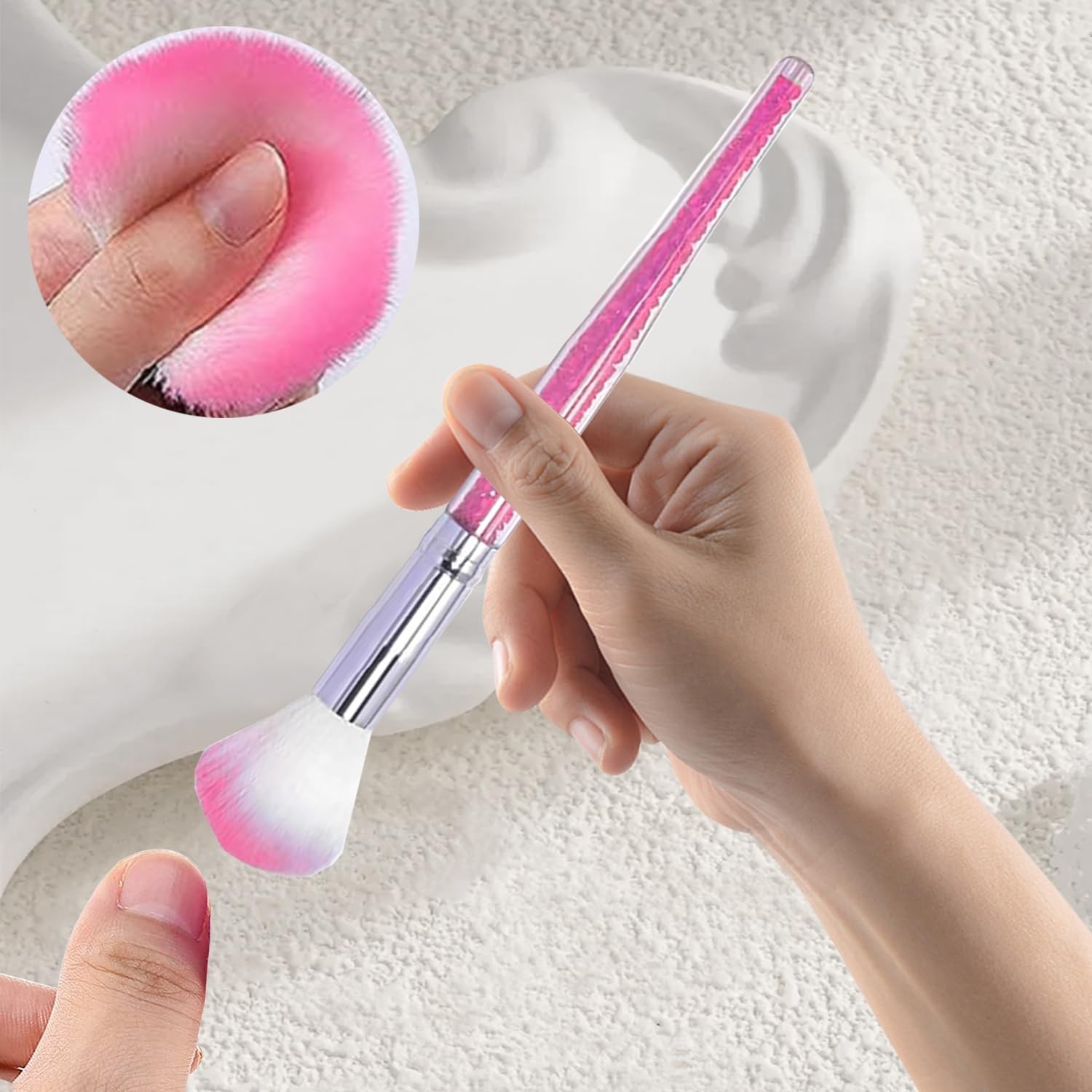 7PCS Gradient Color Nail Dust Brush Set, Soft Bristle Duster for Acrylic & Glitt