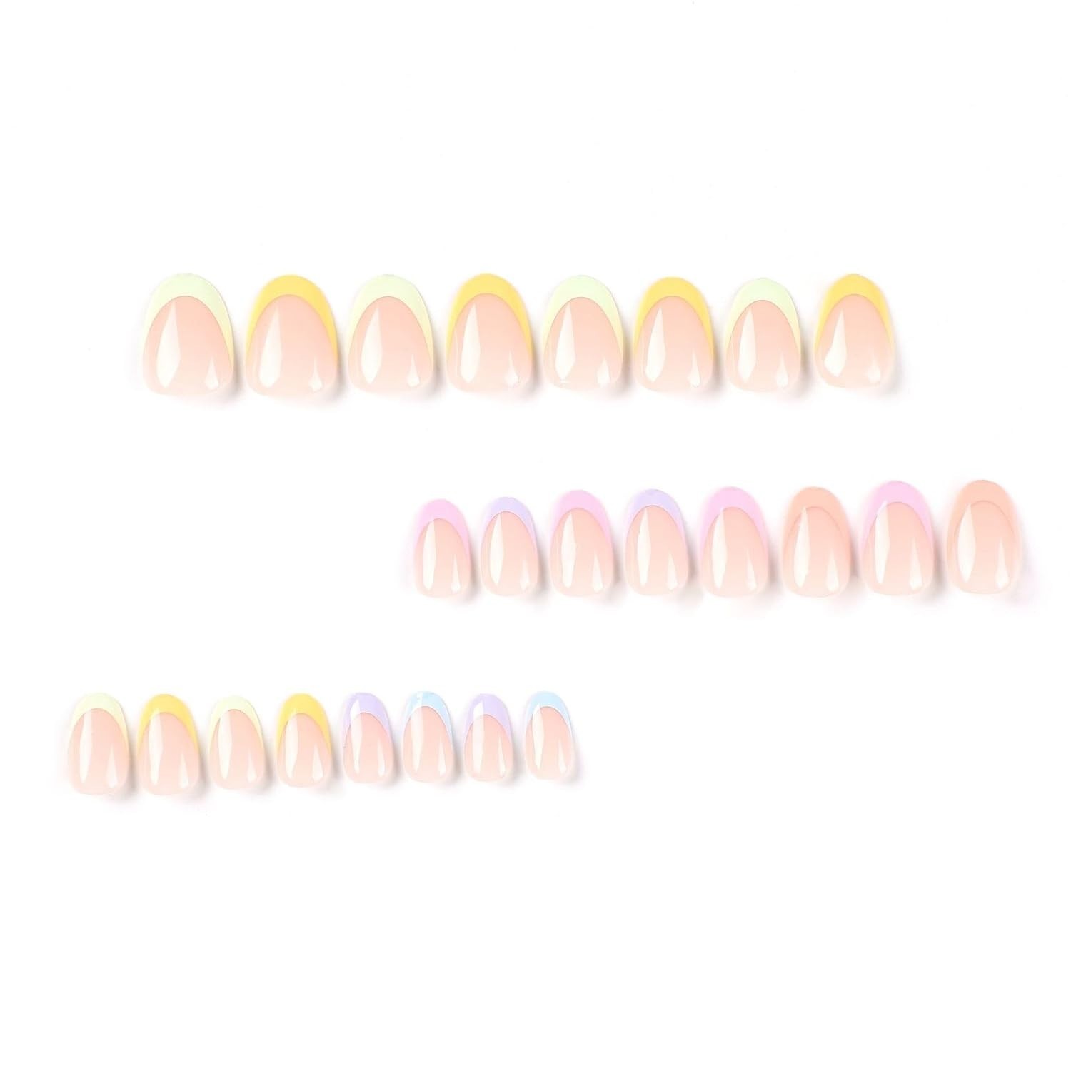 Secret Lives Glossy Reusable Artificial Fake Nail Extension Pink Blue 24 Set