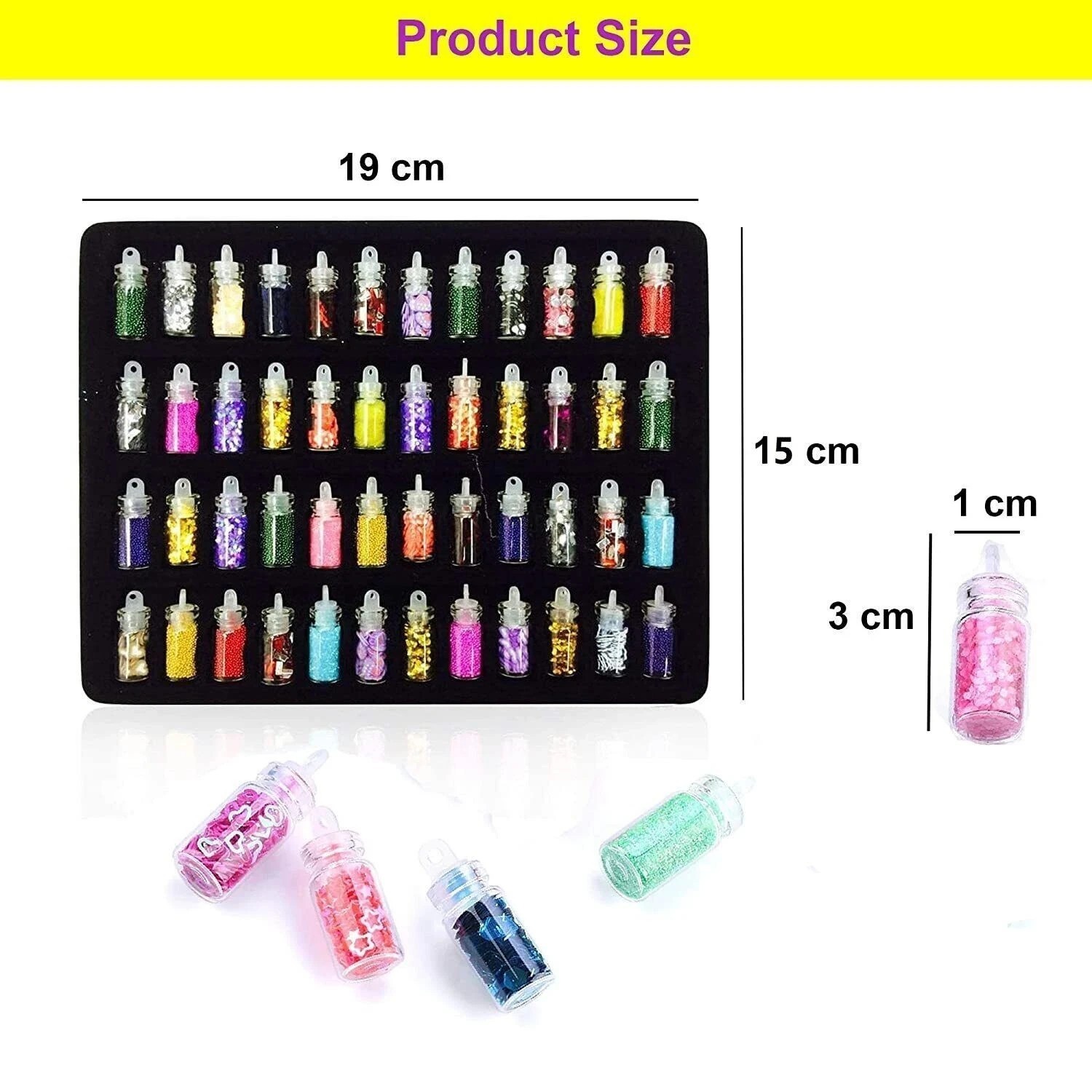 SYGA Acrylic 3D Glitter Powder Manicure Nail Stickers Set of 48 (Multicolour) u0