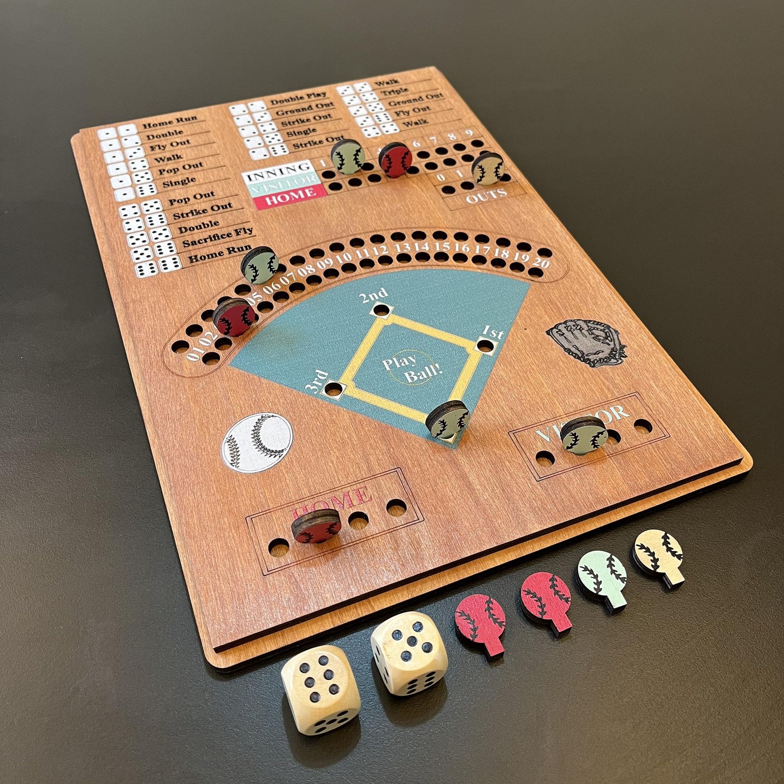 CBLKUS Baseball Dice Board Game,Fun Game with 12.0In X 8.5In