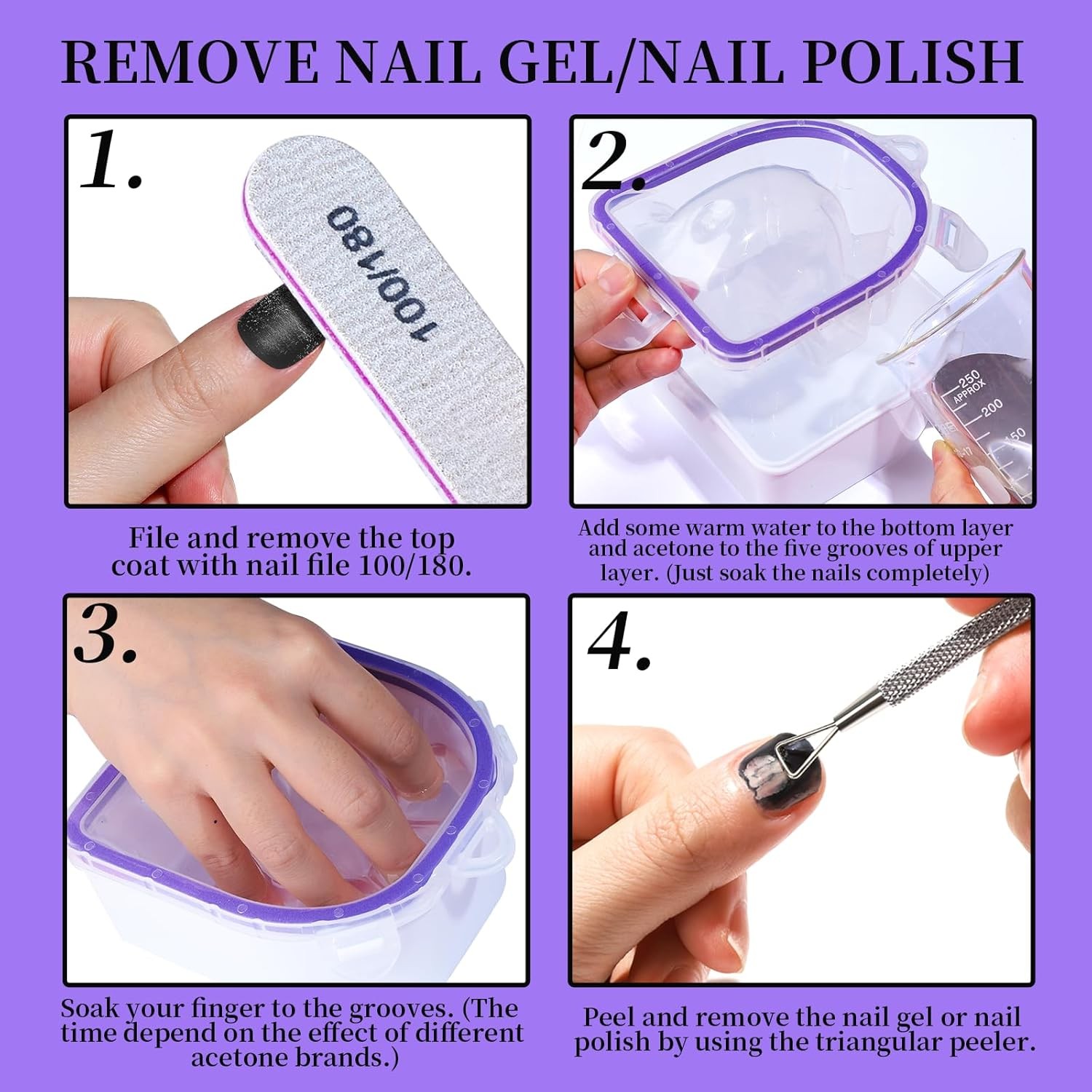 Nail Soaking Bowl & Manicure Kit, Nail Remover Tools with Files and Cuticle Tool