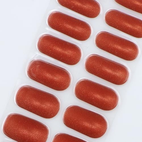 Gel Nail Stickers Glitter Cat Eye Semi Cured Gel Nail Orange Red Cat Eye