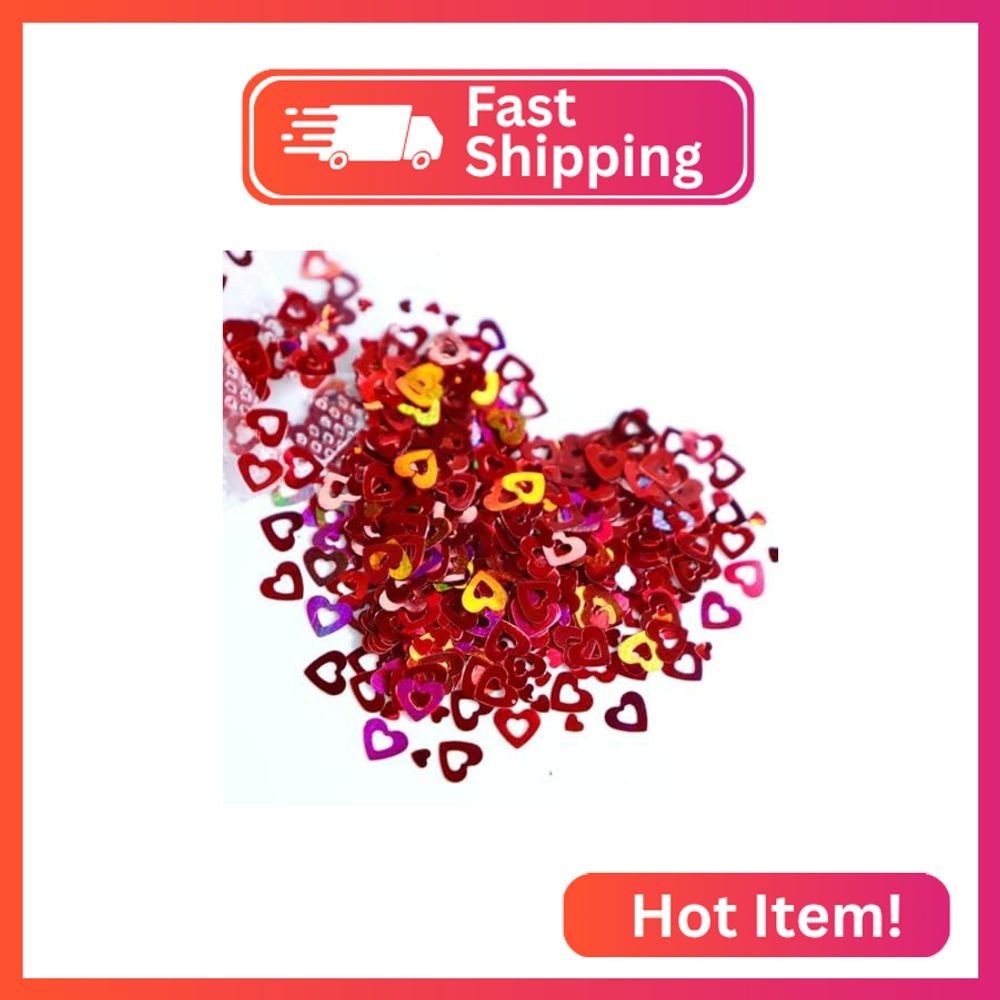 Valentinee Day Heart Nail Charms Red Hollow Hearts Nail Sequins 3D Holographic N