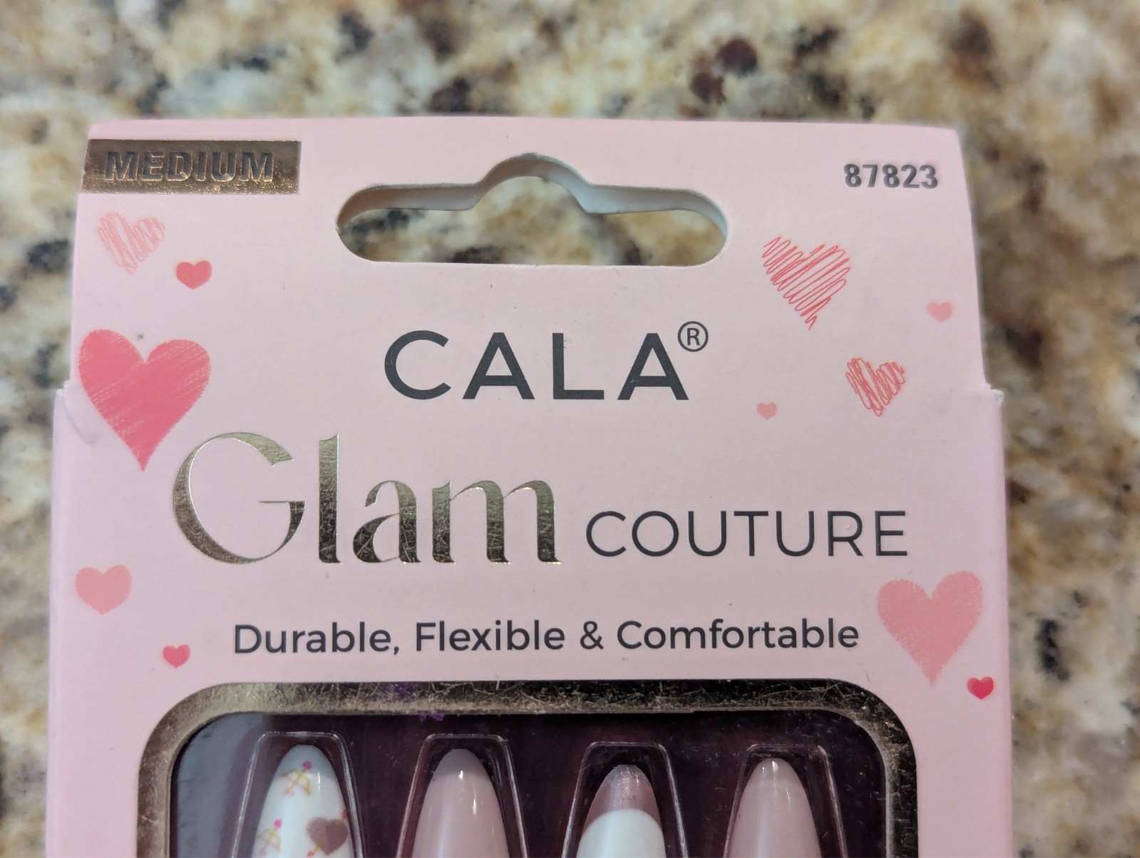 Cala Glam Couture Valentine Heart Nails Pink 24 count Medium