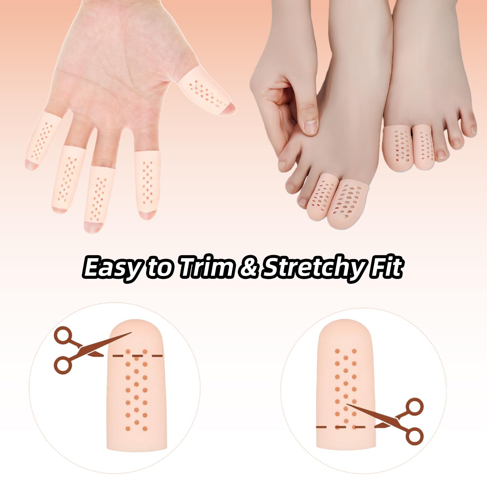 Gel Finger Cots 20 Pcs with Air Holes, Silicone Finger Protectors & Thumb Guards