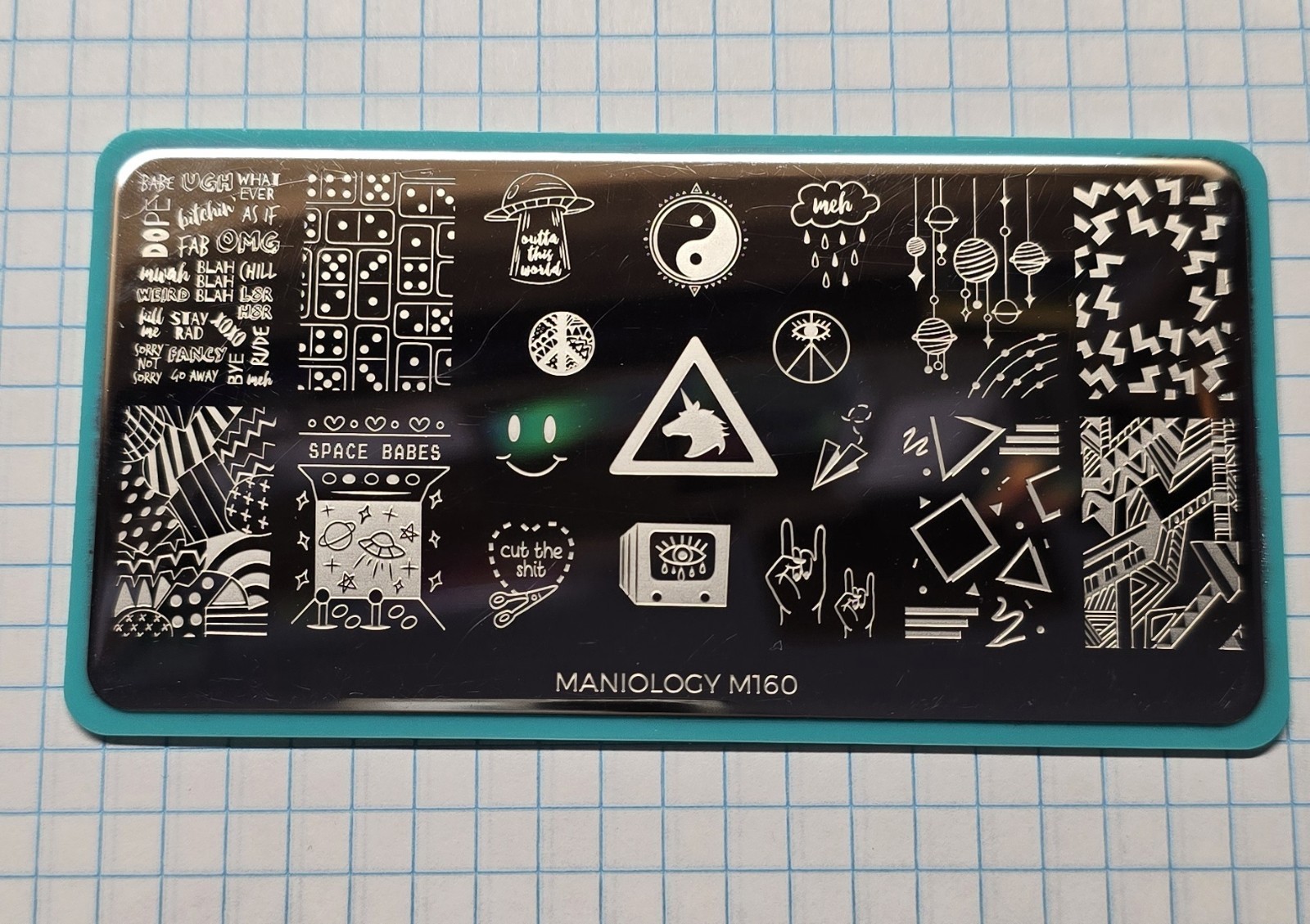 Maniology M160 Nail Stamp Plate Retro 80’s 90’s Space Babe Outta This World HTF
