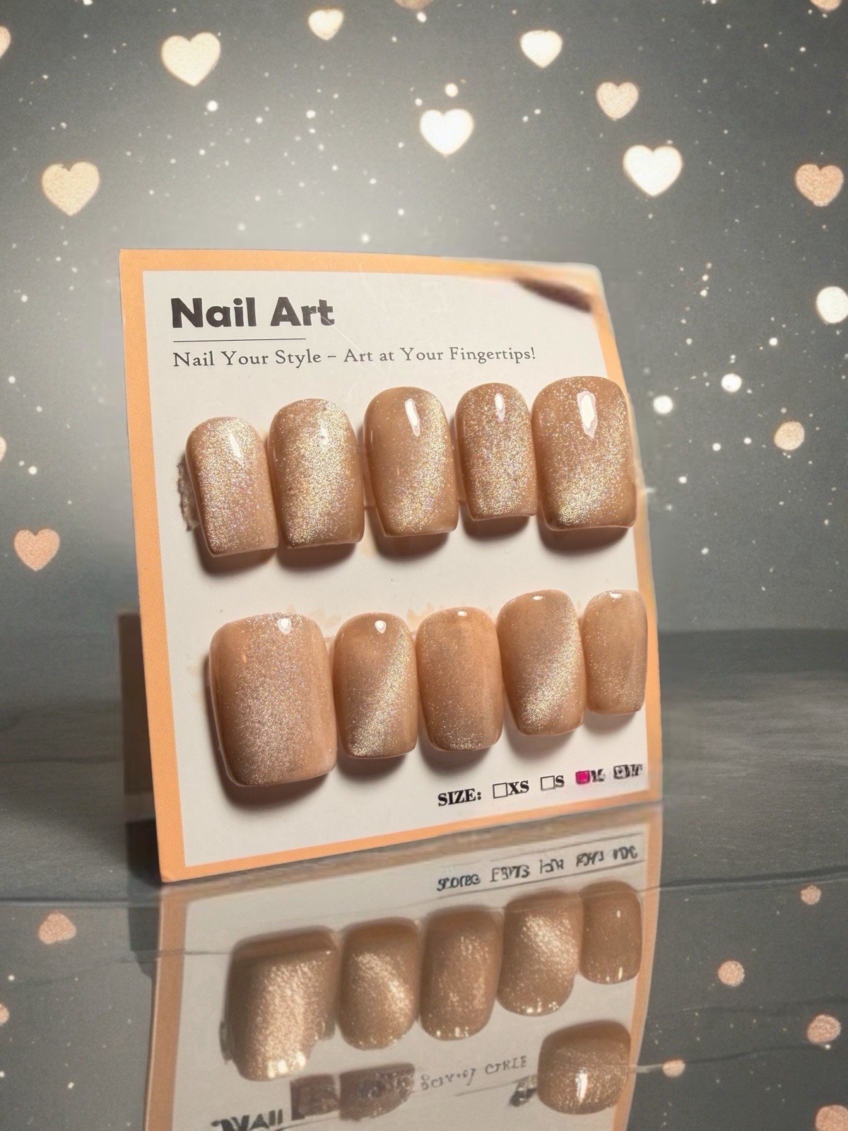 Reusable Acrylic Press-on Nails- Shortie square CatEyes Nails sizes Xs, S, M, L