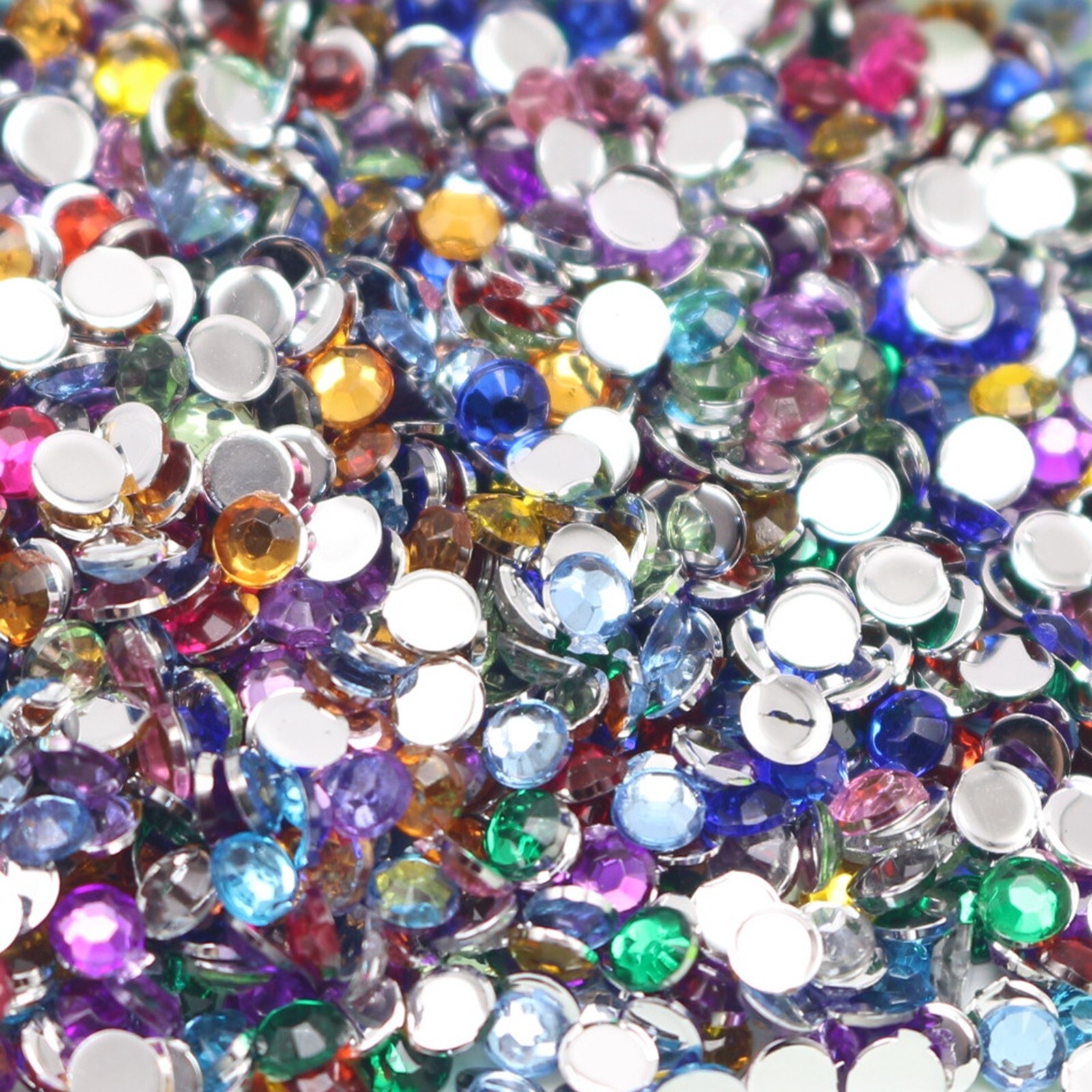 2000 Mixed Color Acrylic Faceted Round Flatbacks Rhinestone Gems 3mm 12ss