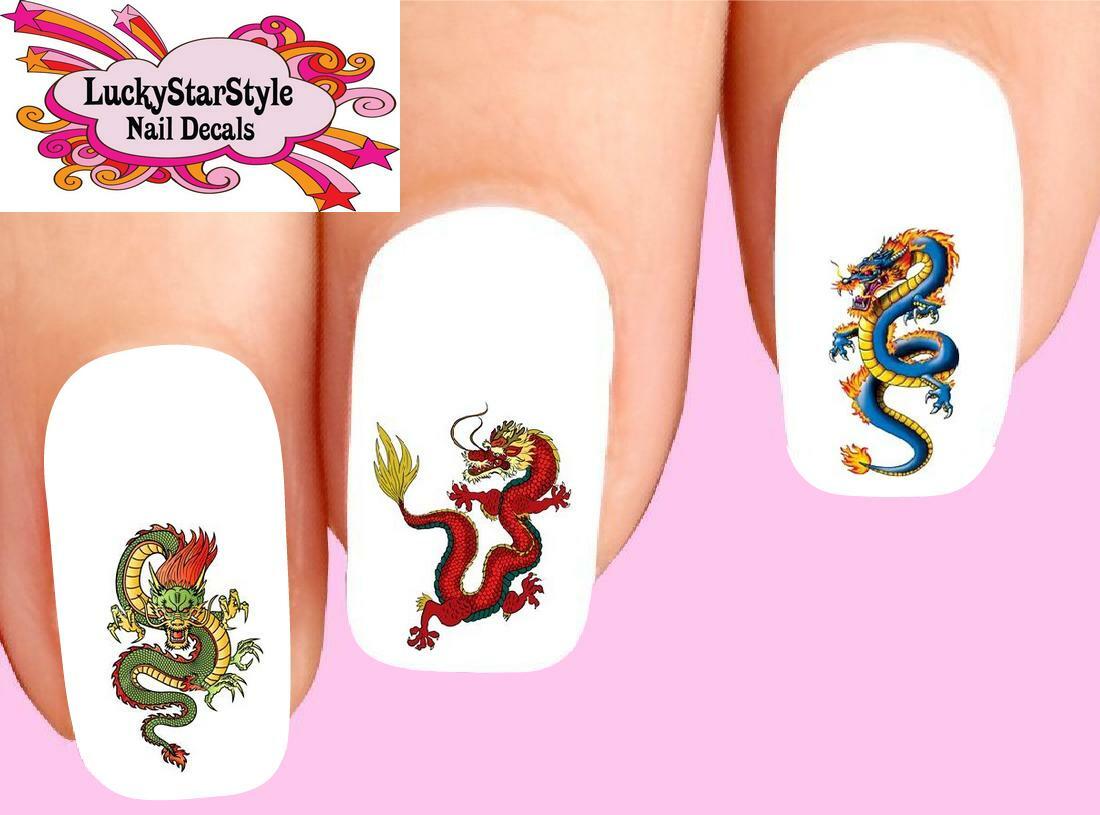 Waterslide Dragon Nail Decals Set of 20 – Chinese Dragons Assorted