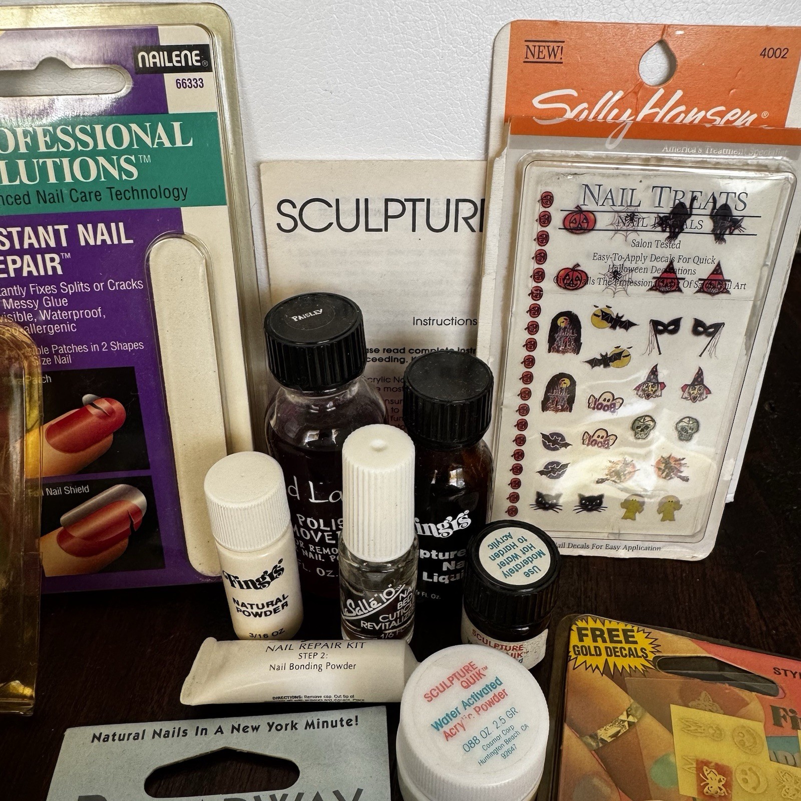 Vintage Lot Press On Broadway Glow-On Nails Fing’rs Airbrush Nails Set Y2K Glue