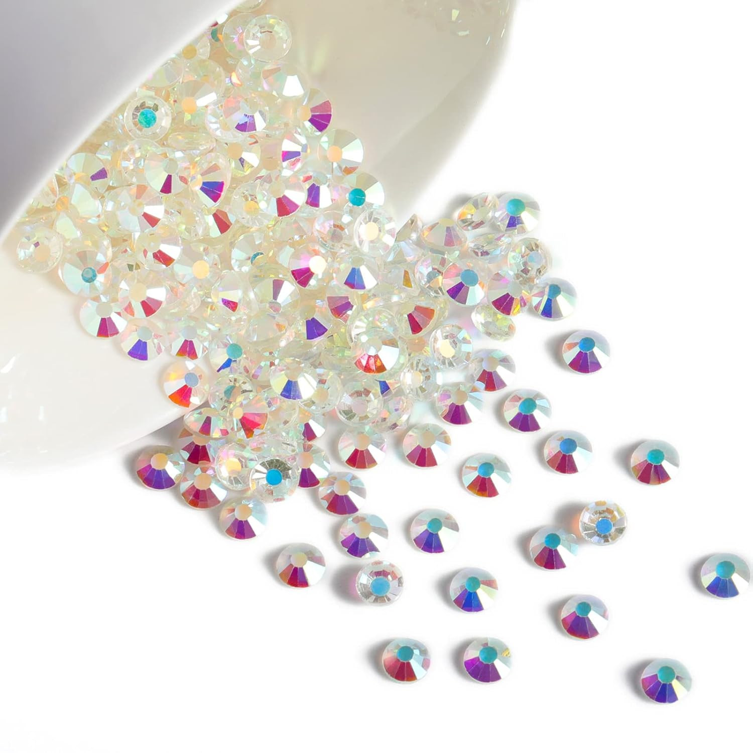 Flat Back Crystal Rhinestones round Gems for Nail Art and Craft Glue Fix, Transp