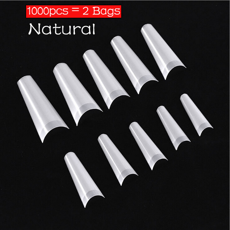 1000 Pcs Natural Seamless C Curve French Half Cover Acrylic Nail Art False Tips