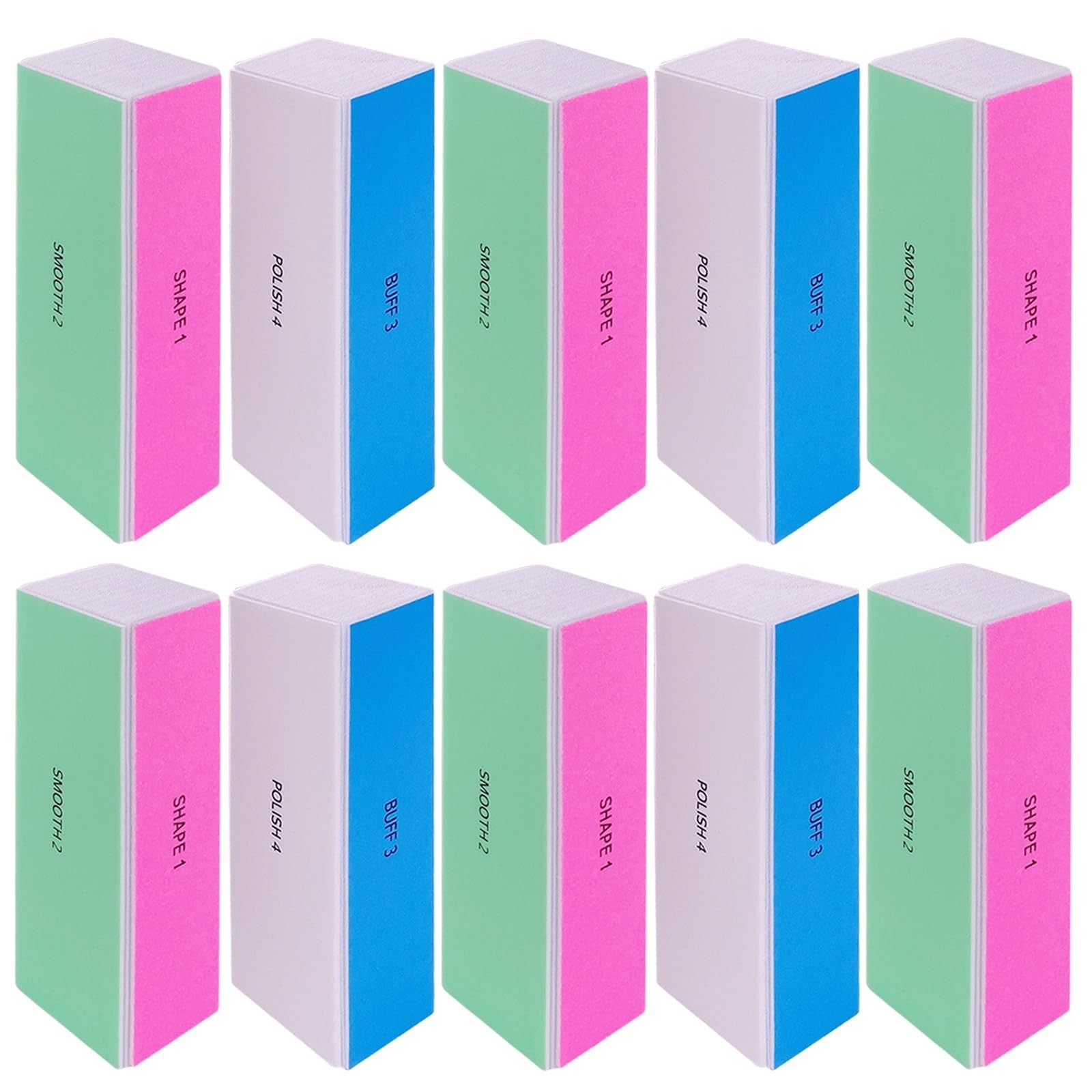 4 Way Nail Buffer Block (10 Pcs), Nail Shine Buffers Blocks Files for Natural…