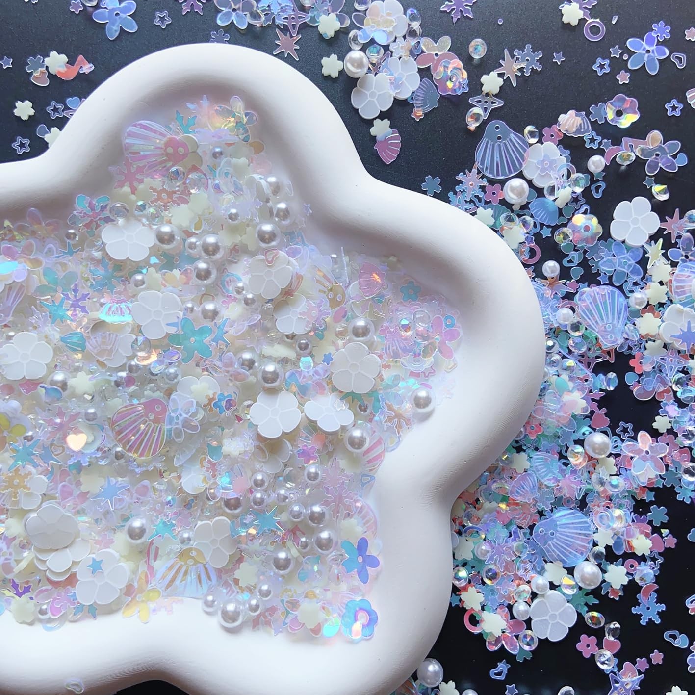 EHOPE Nail Slices Glitter Snowflake Butterfly White-51