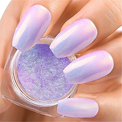 Aurora Candy Purple Chrome Nail Powder – Unicorn Pastel AB Mirror Rainbow Effect