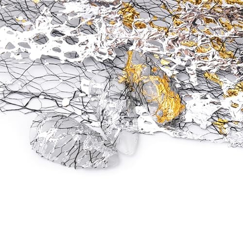 10 Sheets Gold Silver Foil Nail Art Holographic Aluminum Silvery Golden&black
