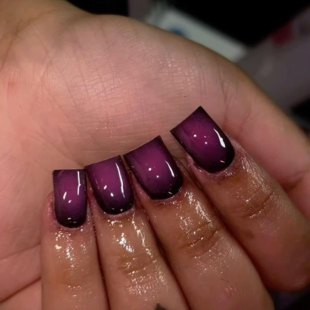 SXVME Press On Nails Short Square Purple