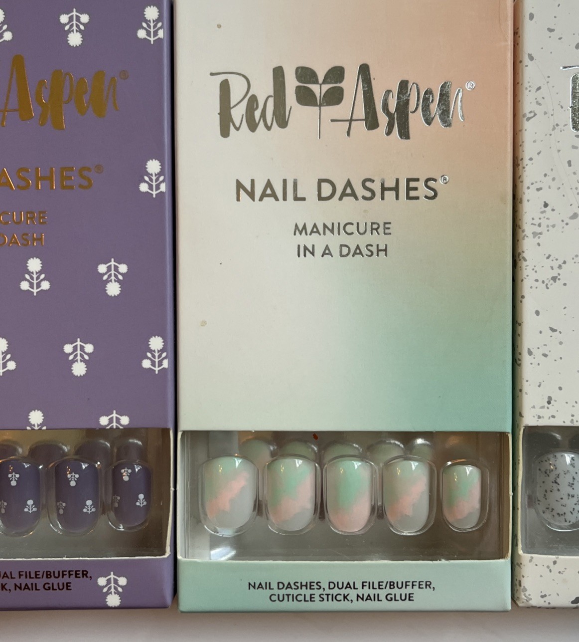 Lot of 4 Red Aspen Nail Dashes Manicure in a Dash Assorted Patterns & Designs