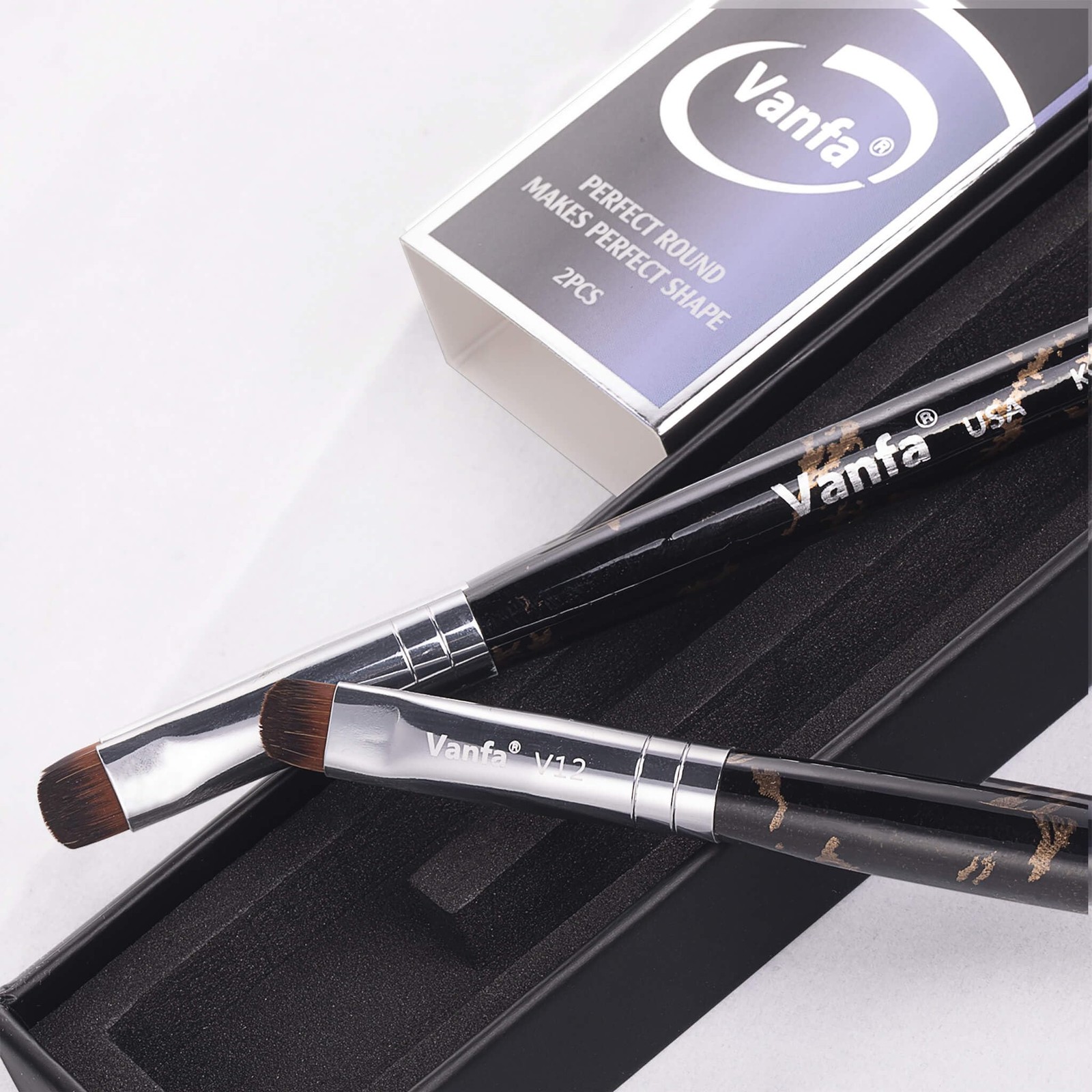 Vanfa French Brush Nails, Clean Up Brush For Gel Nail Polish (V12 – Pack Of 2)