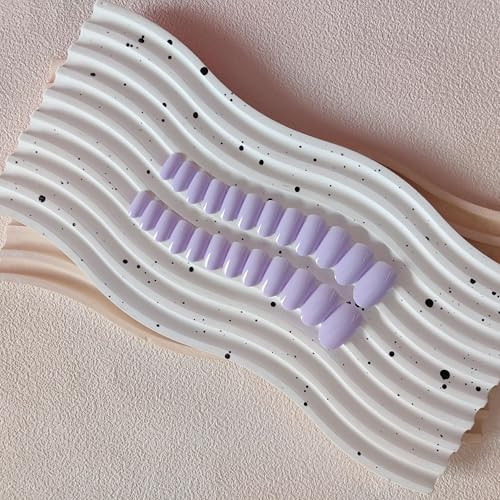 Lilac Press on Nails Short Oval Round Nails Glue on, Light Purple oval lilac