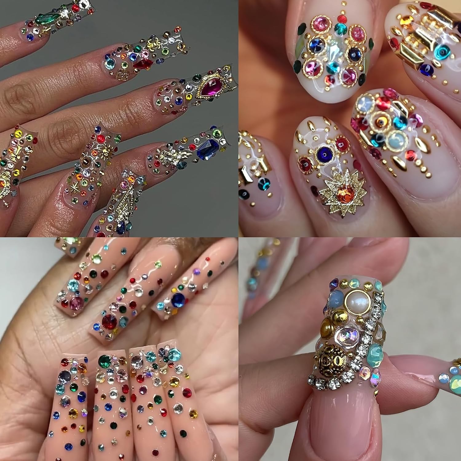 3D Nail Charms Luxury Rhinestones Mixed Shape Nail Art Studs Gems DIY Decor