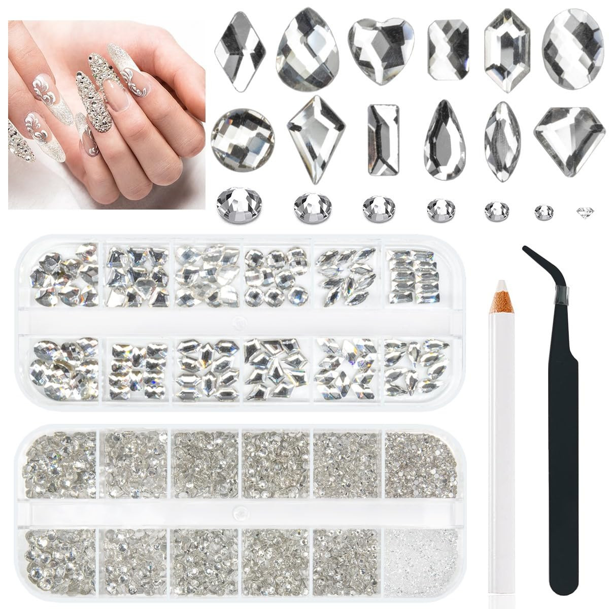 Aurora Crystal Clear Moonlight Rhinestones – Flatback round Beads K9 Glass Gems