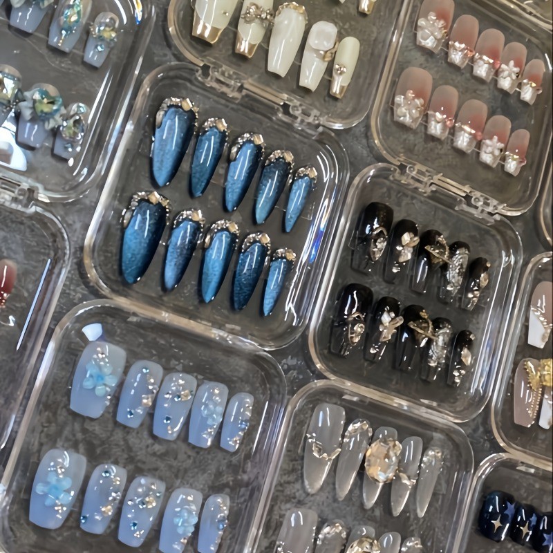 80 Pieces and 8 Sets of Random Nail Patches Suitable for Home Reusable Nail Art