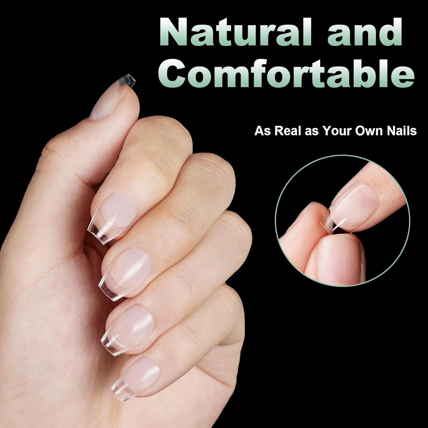 Extra Short Coffin Fake Nails Soft Gel Nail Tips, 600Pcs Full Cover Clear Press