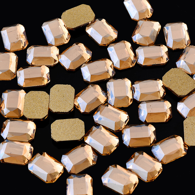 20pcs 6x8mm Nail Art Shaped Rectangular Flat Bottom Glass Rhinestone