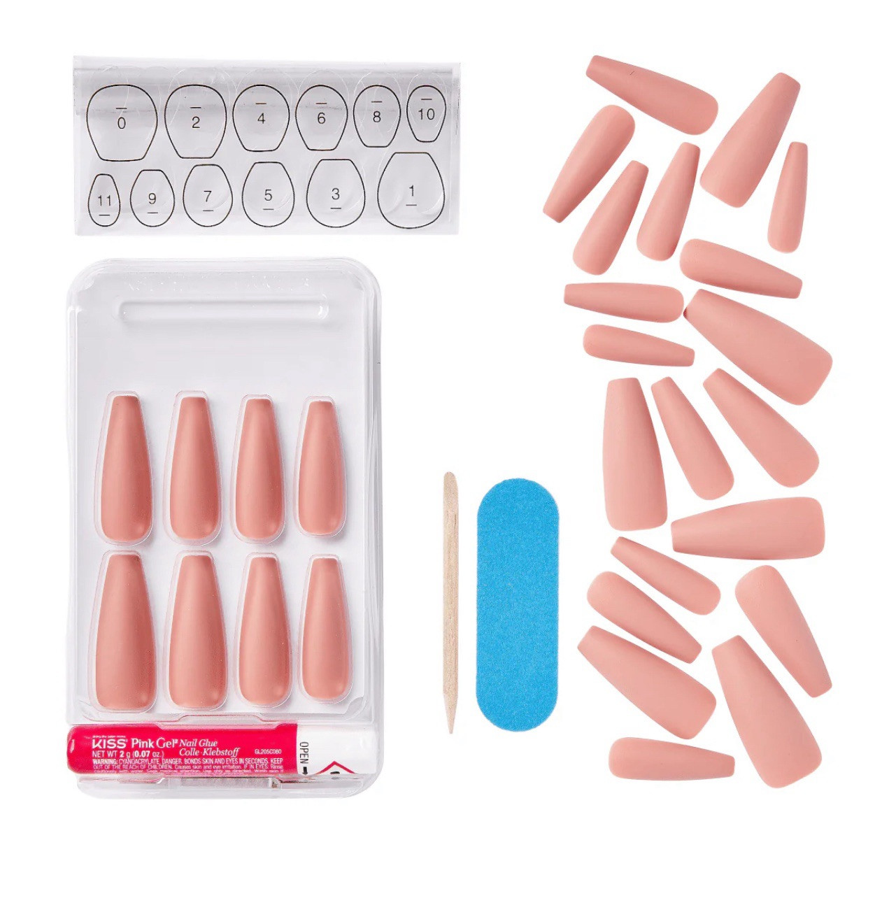 KISS High Volume Gel Sculpted XL Nails Hoopla Pink Powder Extra Long New