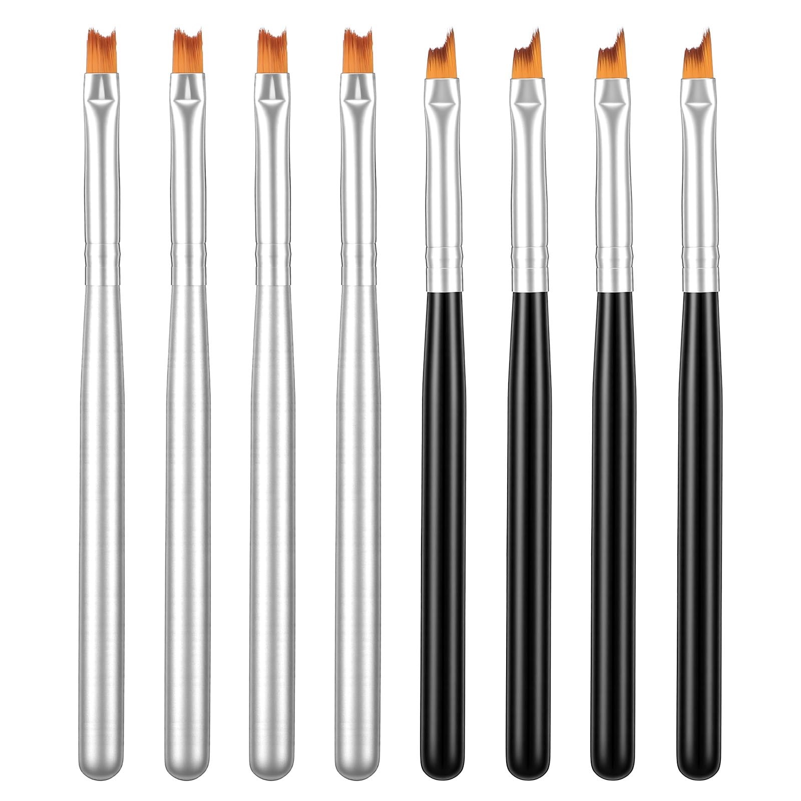 8 Pcs French Tip Nail Brush, Oblique Head French Manicure Brush Moon Shape Na…