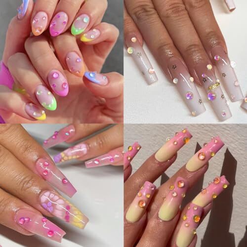 3D Aurora Bubble Nail Beads, Mixed Crystal Mermaid Beads for Nails, Nail Art