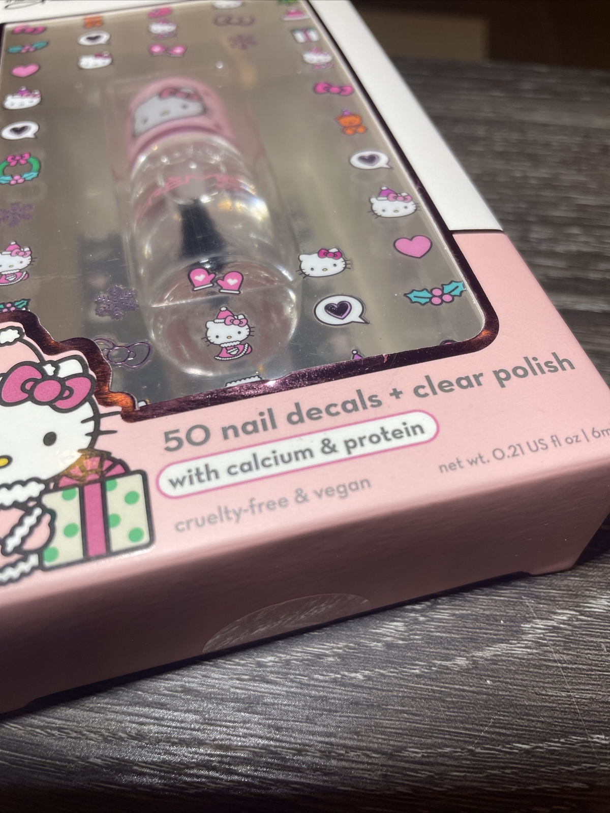 The Creme Shop X Hello Kitty Clear Polish With 50 Holiday Nail Decals Limited Ed