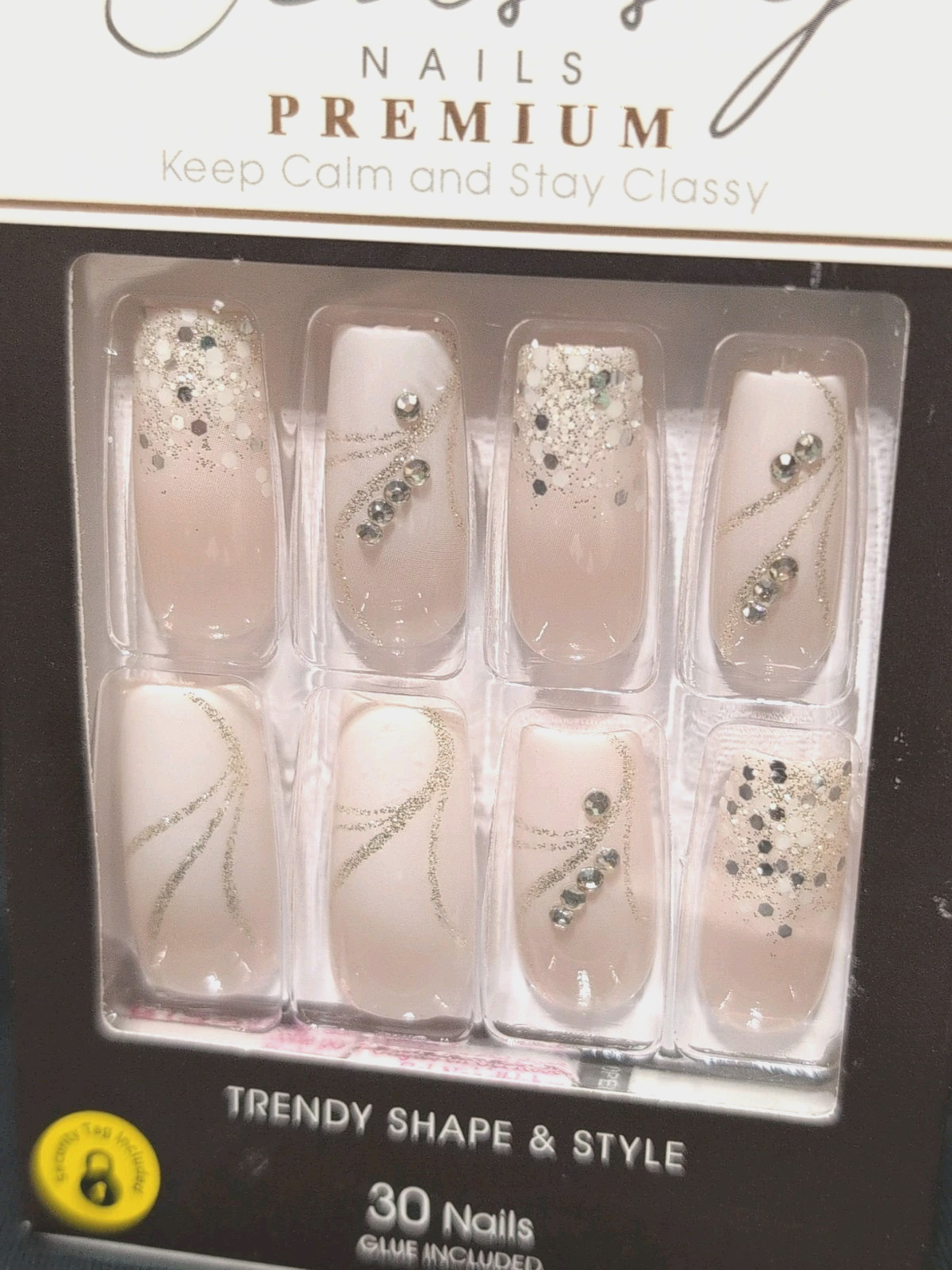 KISS Premium 3D Classy Nails Long Coffin Jewel Glitter CSP03 Lot 2 pkg 30pc ea