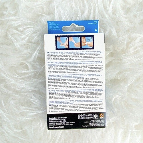 Broadway Long Size Glue On Nails 2 Step Natural Square (Nail Art Included)