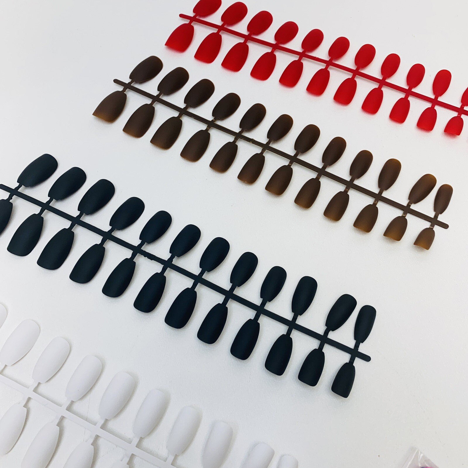 6 sets/144 Pcs Solid Colors Matte Acrylic Ballerina Coffin False Nails Full