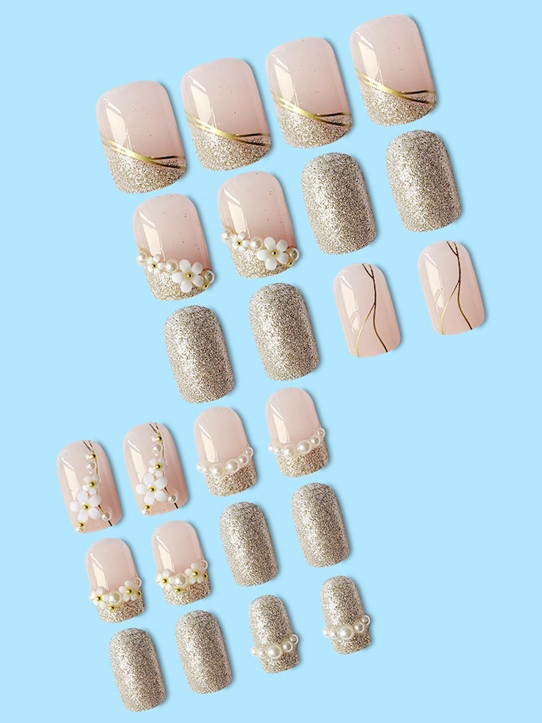 Secret Lives Acrylic Fake Reusable False Artifical Press On Nails 24Set