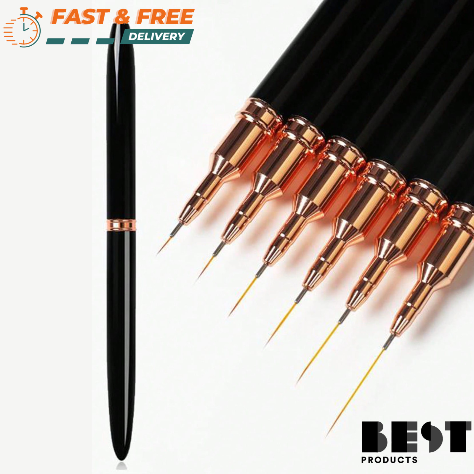 5pcs Nail Art Painting Brush Set French Nail Lining Brush with UV Gel for Women