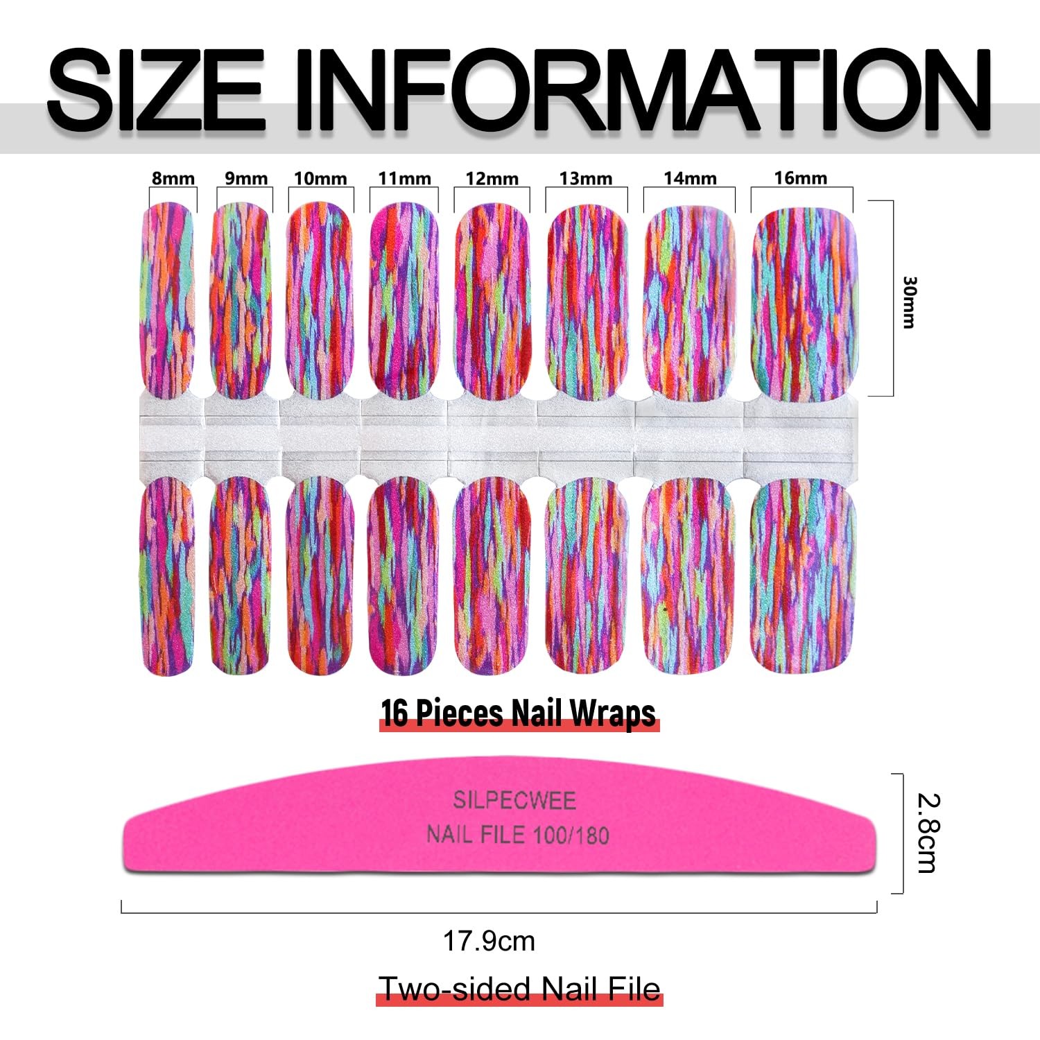 5 Sheets Rainbow Nail Wraps Nail Polish Stickers Self Adhesive Nail Polish St…