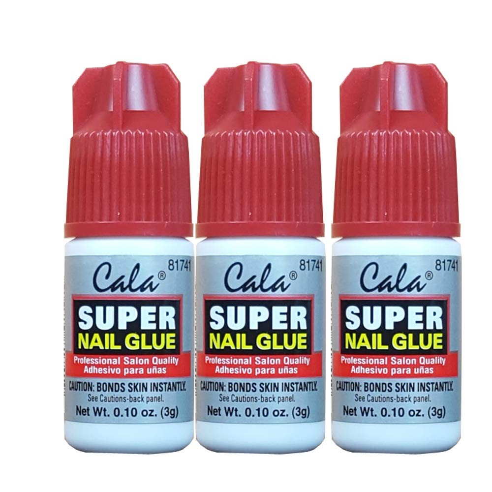 CALA Super Nail Glue – Professional Quick Dry 0.10 Ounce (Pack of 3), Clear