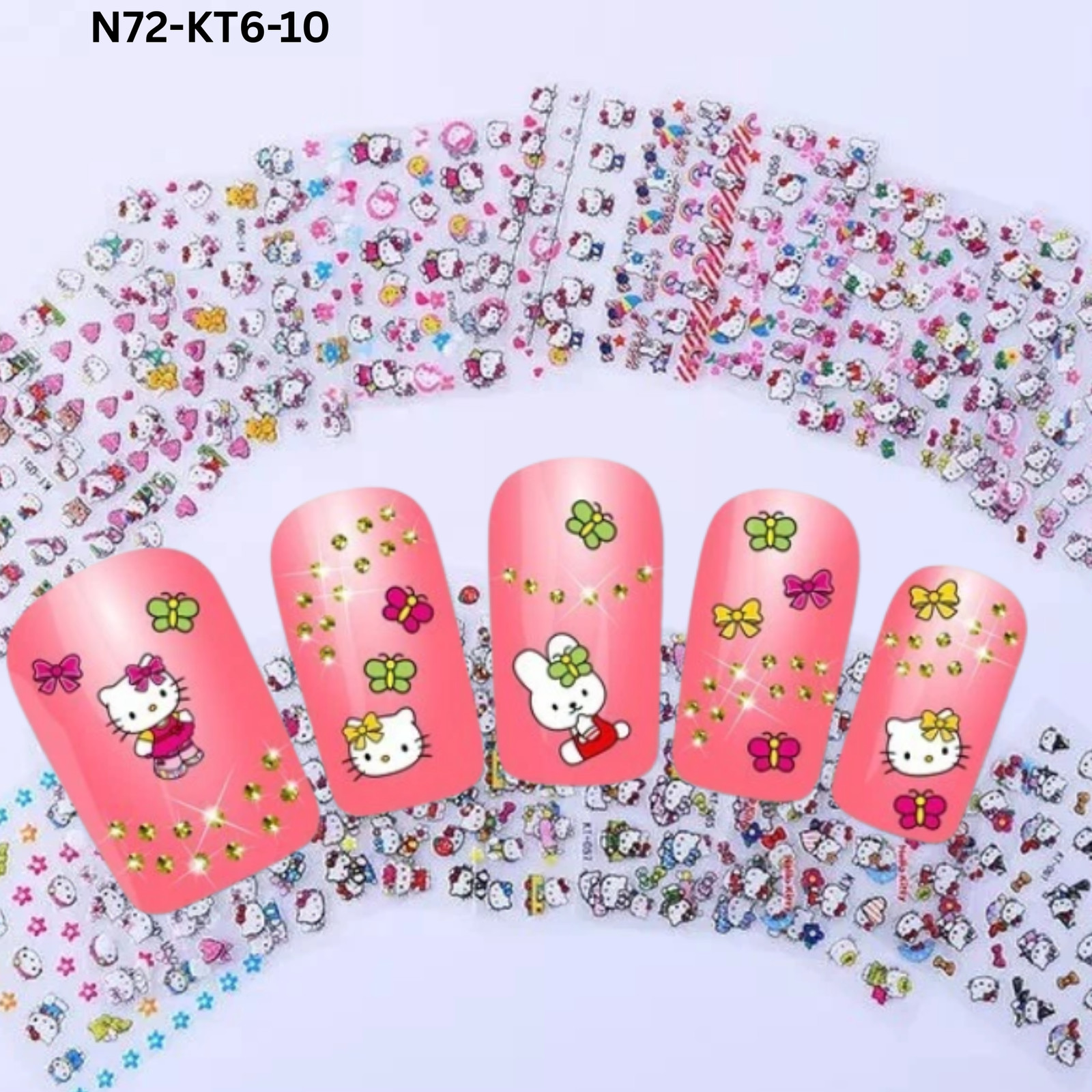 SET OF 5 Hello Kitty Nail Stickers – Easy DIY Nail Decoration for Girls & Women
