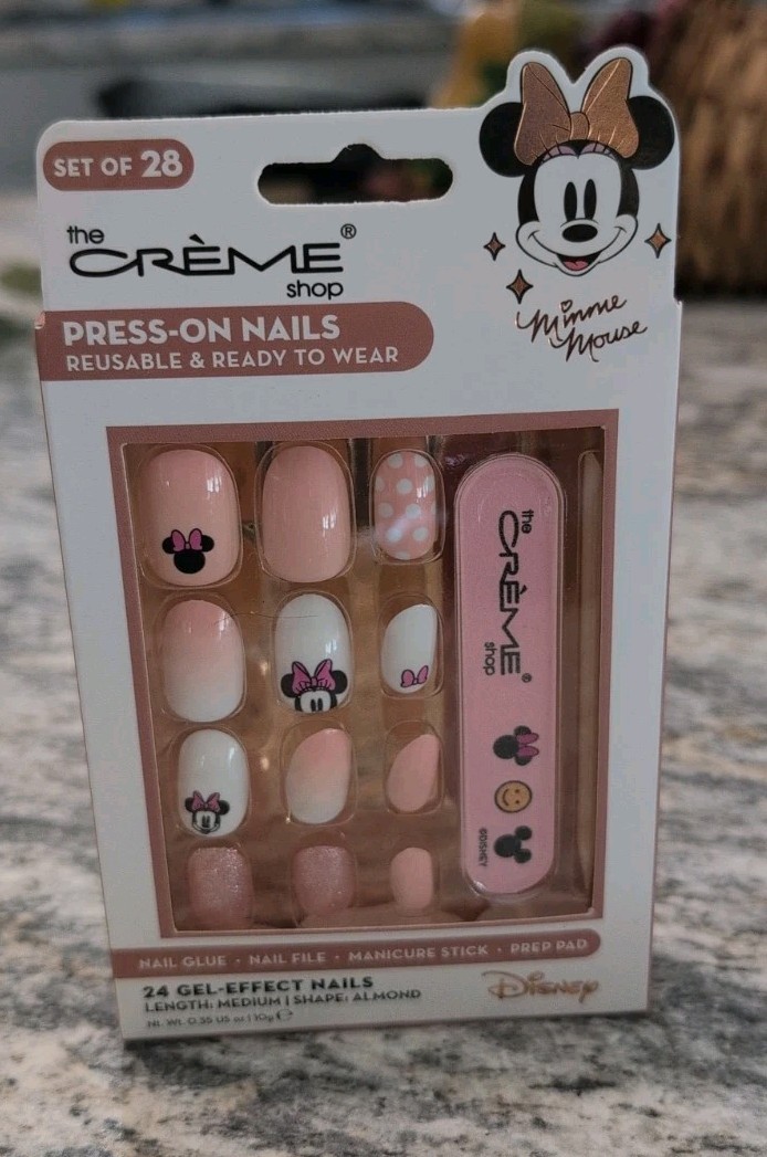 The Crème Shop Minnie Mouse Reusable Press On Nails 24 Gel Effect Med Length