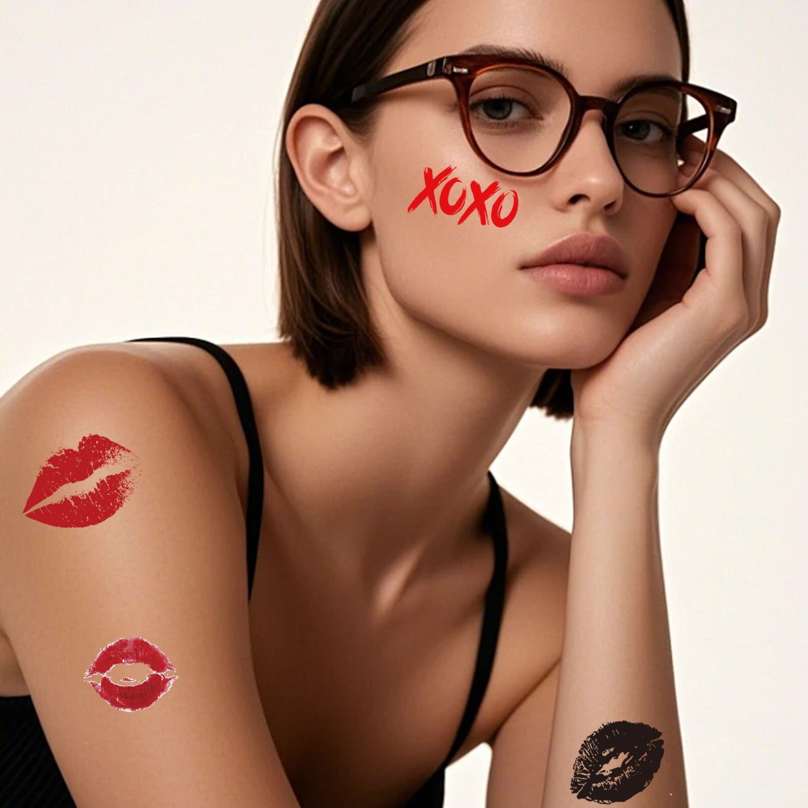 10Sheets Romantic Valentine Love Red Lips Nail Art Face Arm Body Stickers NH28