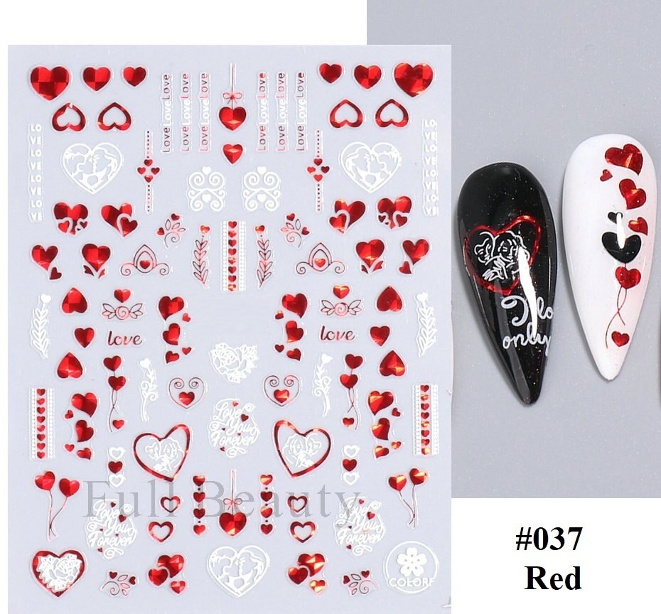 White, Black, Gold, Red Abstract Nail Art Stickers (Group 2)