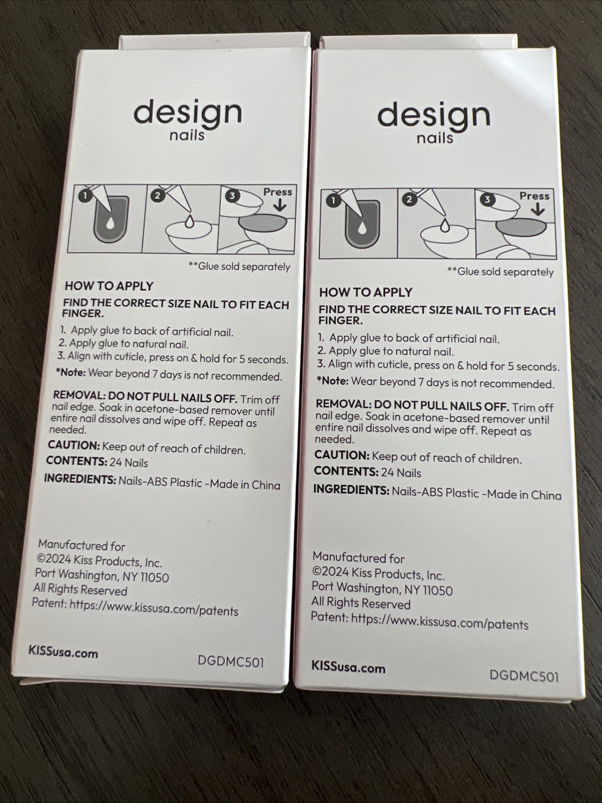 2~Kiss Glue On Manicure Nails “Drama Queen“~Medium~ French Cows