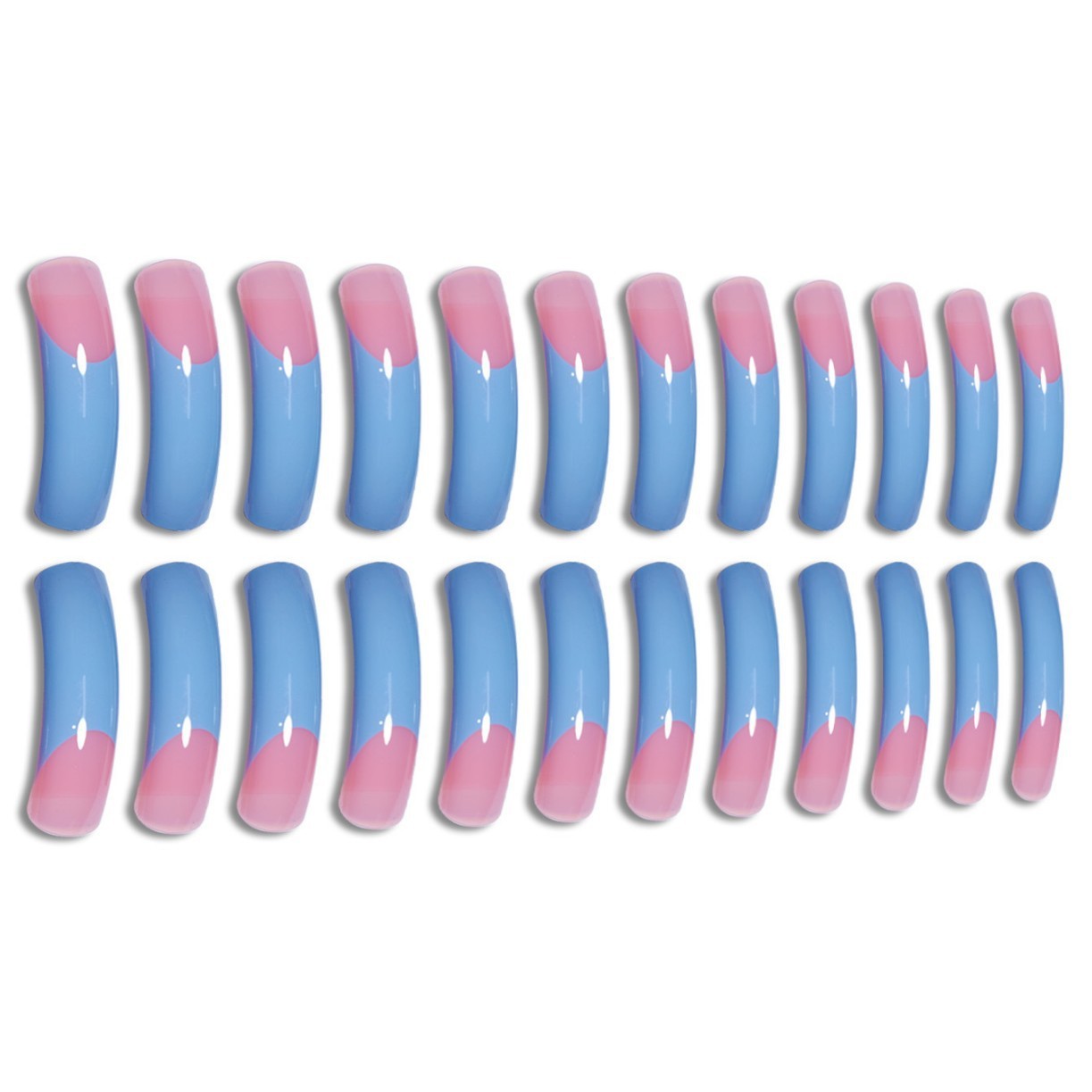 French Ombre Blue Press On Nails 20pcs Long Curved Fake Nails Wholesale