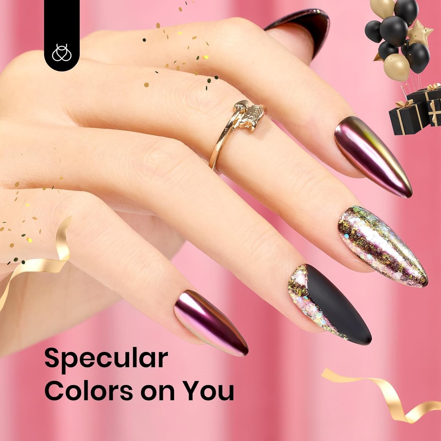 Glamorous 8-Color Chrome Nail Powder – Holographic Manicure Decoration Gift