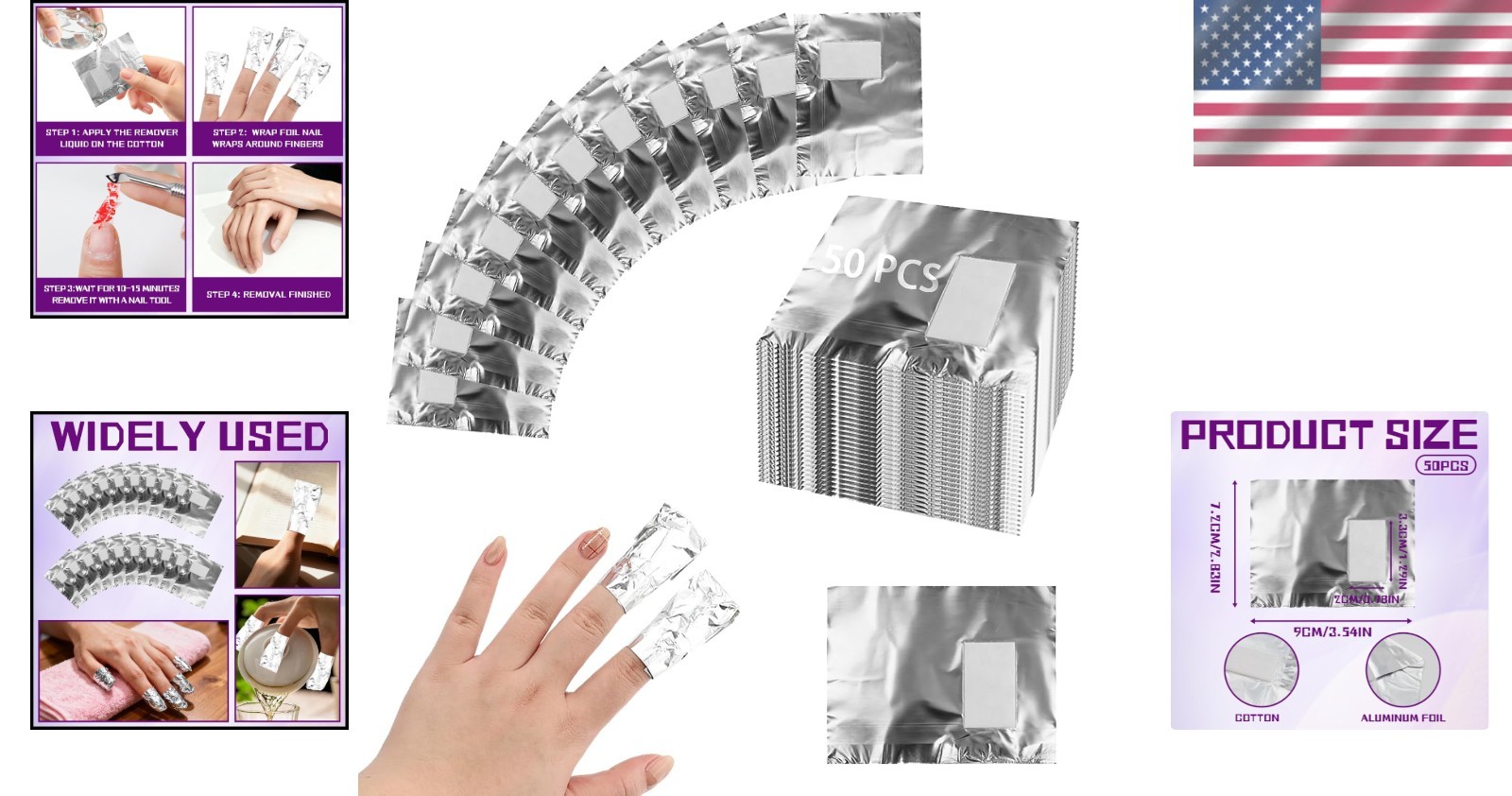Portable 50 Pcs Nail Foil Wraps – Fast Soak Off Solution for All Nail Types