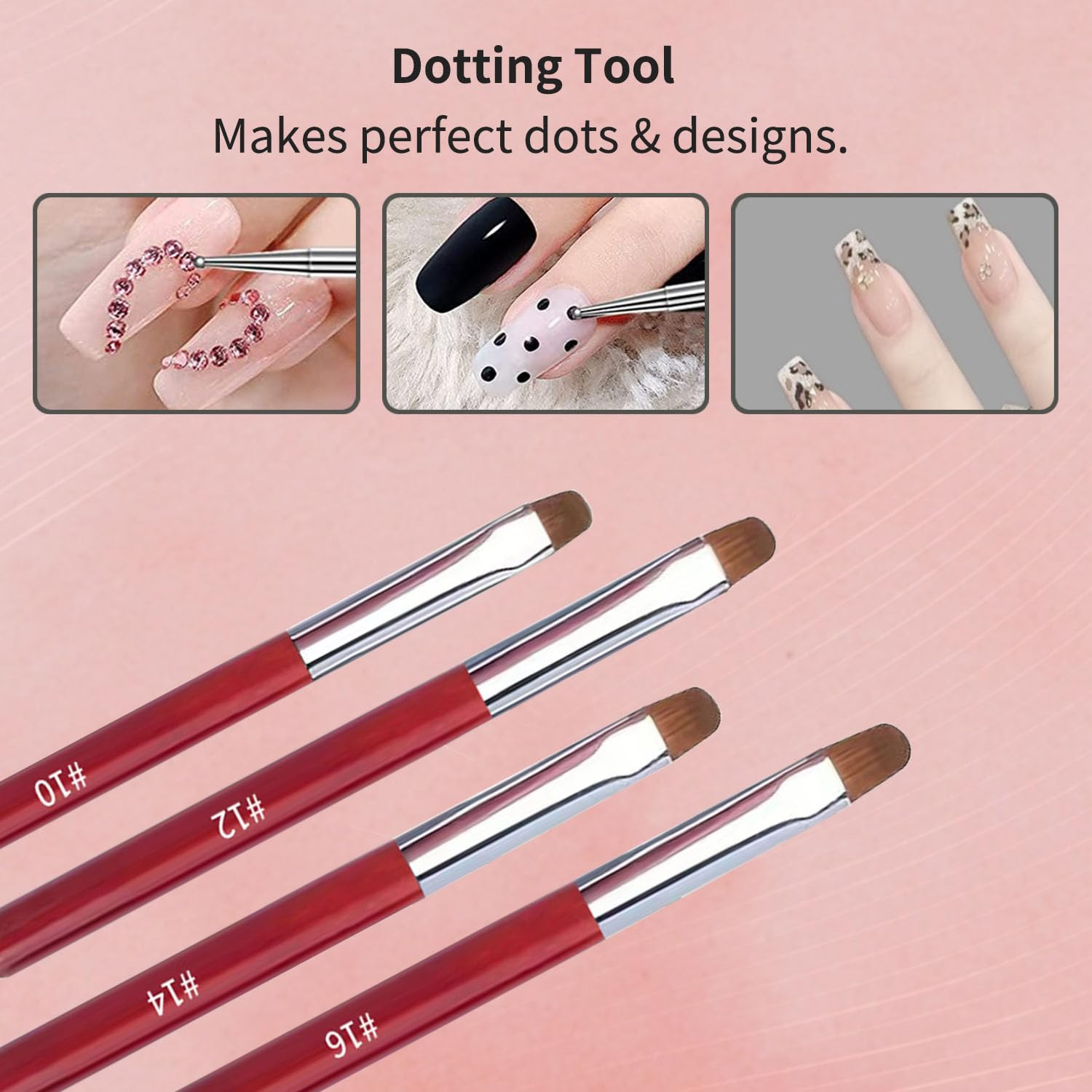 4Pcs French Tip Brush, Double-Ended French Brushes for Nails with Dotting Tool,