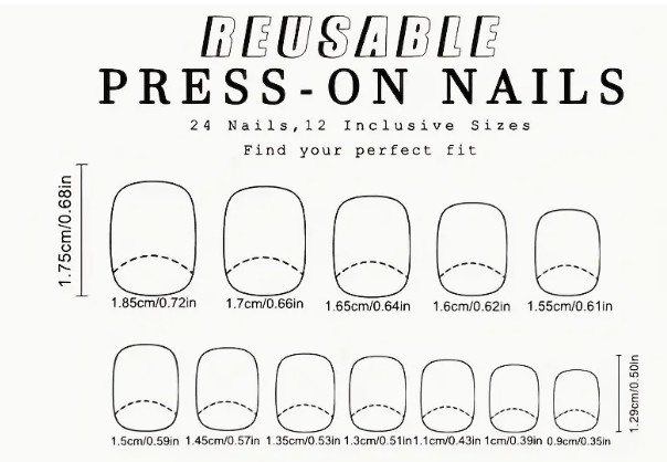 24 Pieces Press-on Nails -Short Square Pink with Multicolored Dots